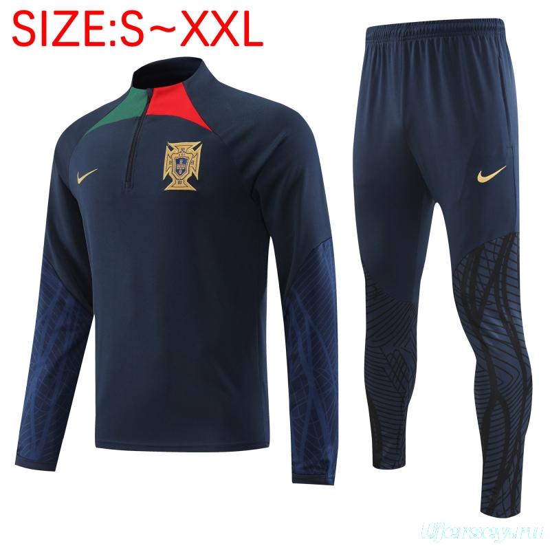 2022 Portugal Navy Half Zipper Tracksuit