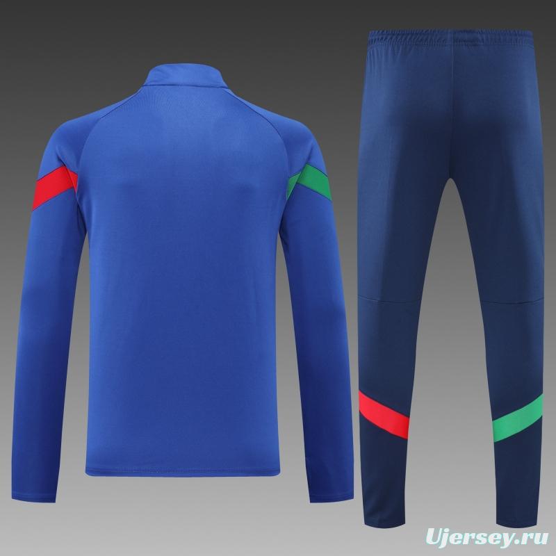 2022 Italy Blue Half Zipper Tracksuit