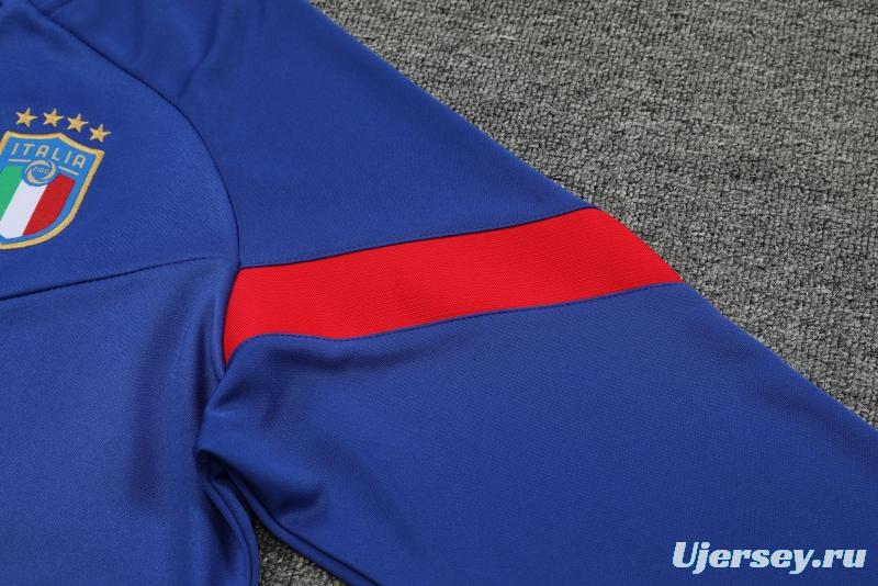 2022 Italy Blue Half Zipper Tracksuit