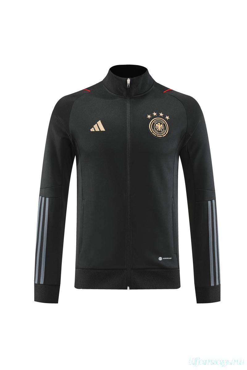 2022 Germany Black Full Zipper Tracksuit