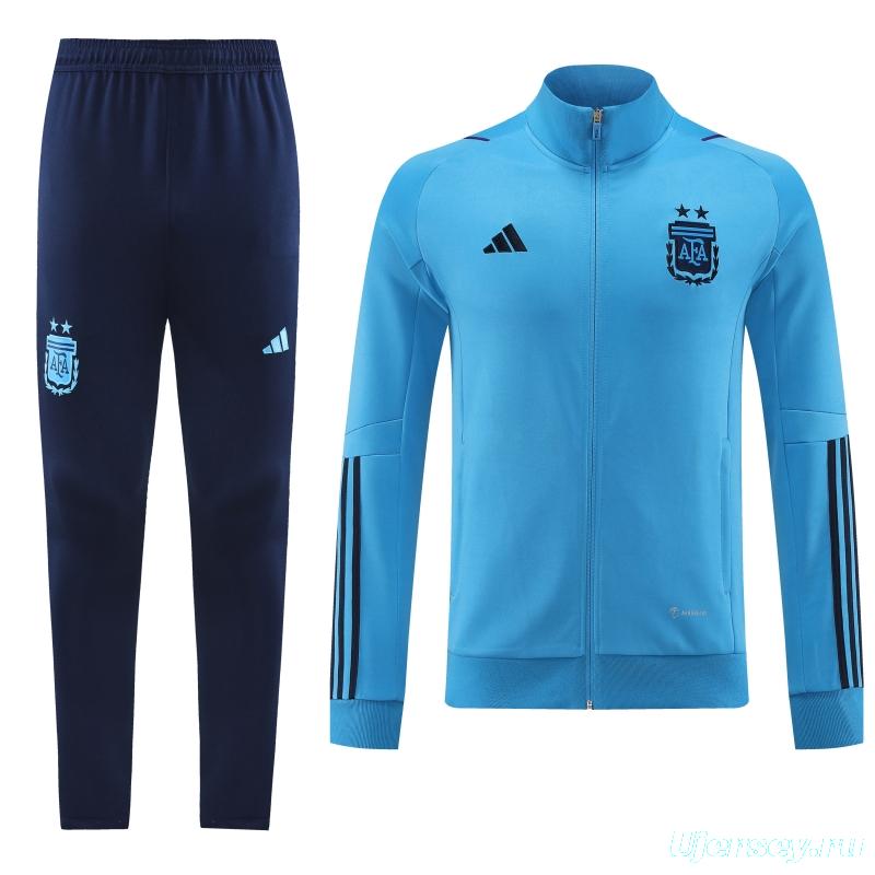 2022 Argentina Blue Full Zipper Tracksuit