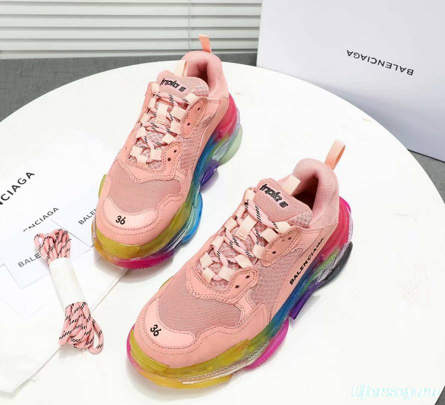 Men/Women Balenciaga Triple S MutiColor Clear Sole Pink Sneaker Item 6380400