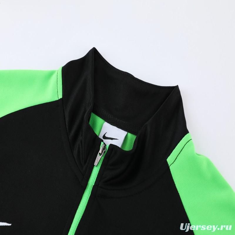 2023 NIKE Black Green Half Zipper Jacket +Pants