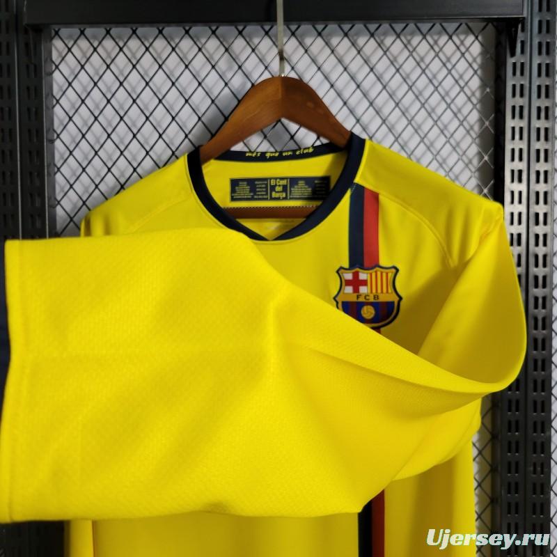 Long Sleeve Retro 08/09 Barcelona Away Yellow Jersey