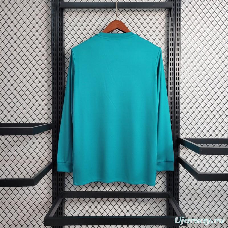 Retro Long Sleeve 17-18 Real Madrid Third Blue Jersey