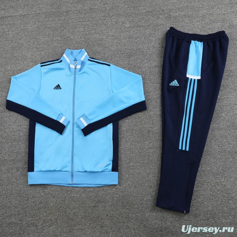 2023 Adidas Sky Blue Black Full Zipper Jacket +Pants