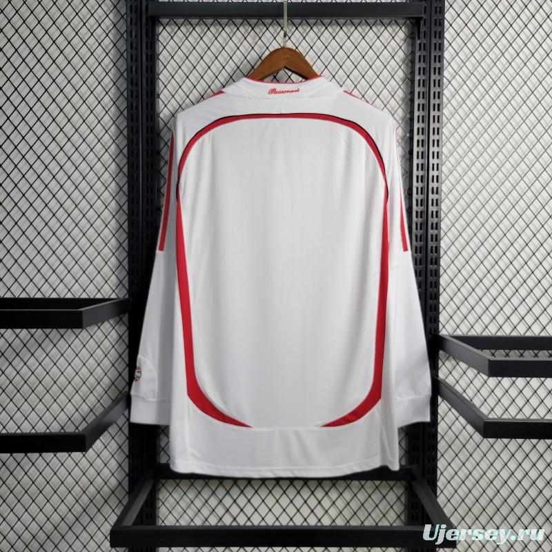 Retro Long Sleeve 2006-07 AC Milan Away White Jersey