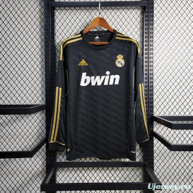 Retro Long Sleeve 2011/12 Real Madrid Away Black Jersey