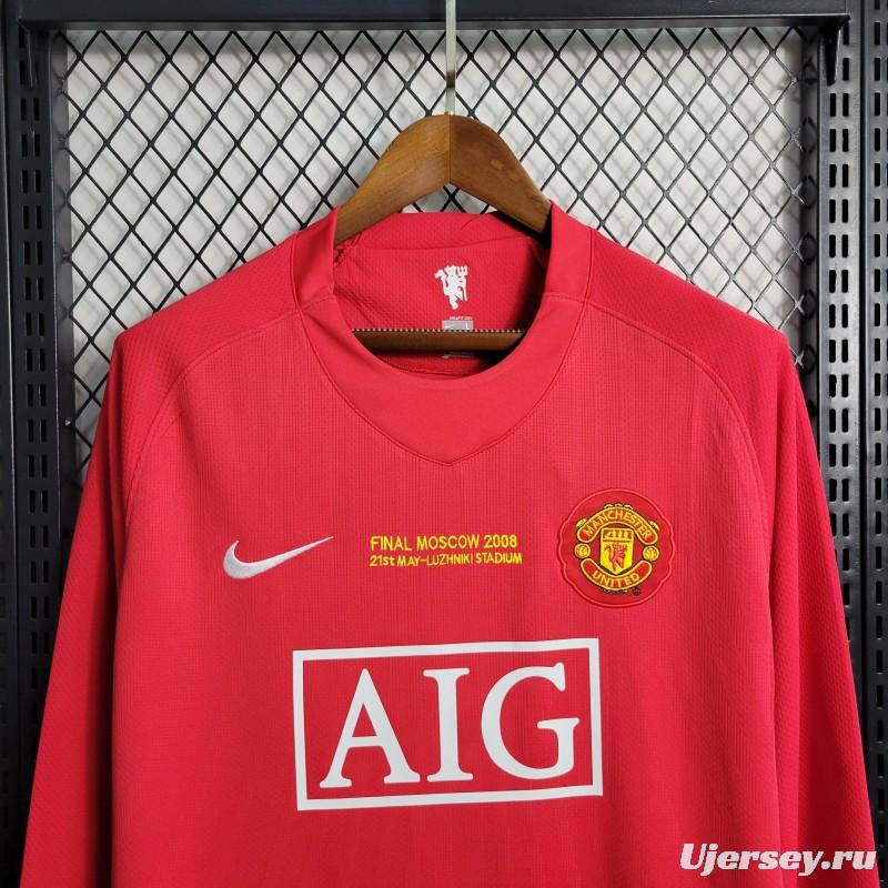 Retro Long Sleeve 07-08 Manchester United Champions League Version Home Jersey