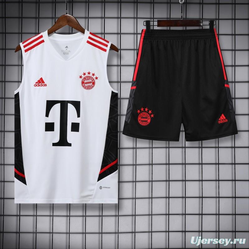 23-24 Bayern Munich White Black Vest Jersey+Shorts