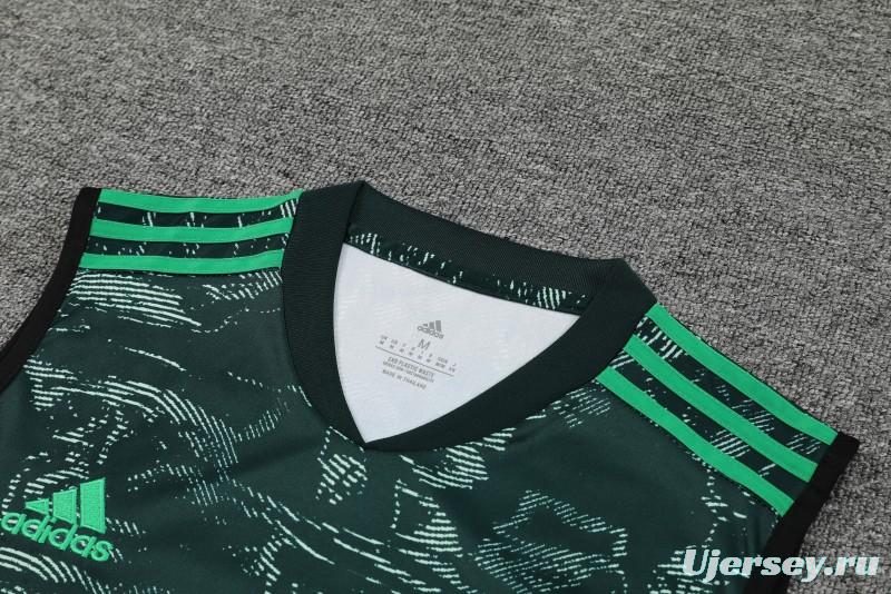 23-24 Real Madrid Black Green Pattern Vest Jersey+Shorts