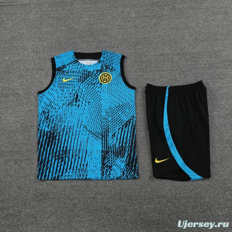 23-24 Inter Milan Blue Vest Jersey+Shorts