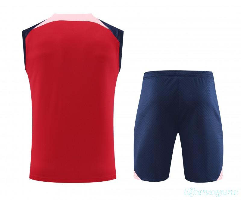 23-24 Atletico Madrid Red Black Vest Jersey+Shorts