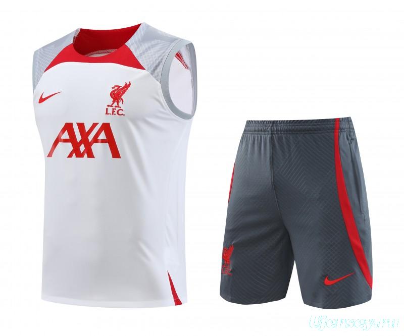 23-24 Liverpool White Vest Jersey+Shorts