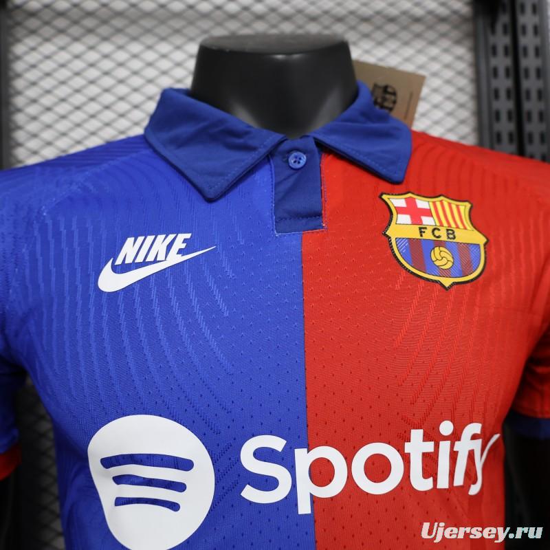 Player Version Barcelona Blue Red Jersey