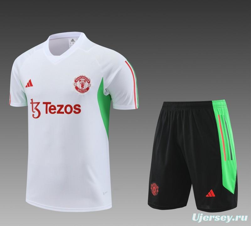 23 24 Manchester United White Short Sleeve+Shorts