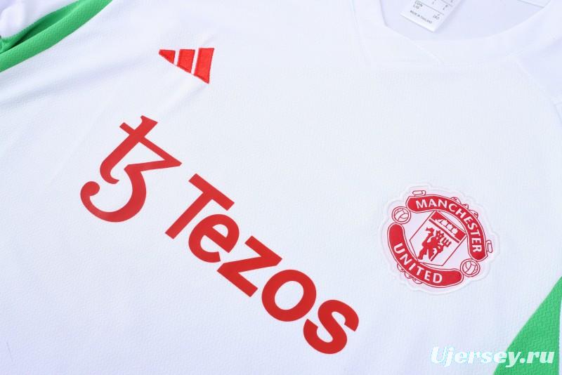 23 24 Manchester United White Short Sleeve+Shorts