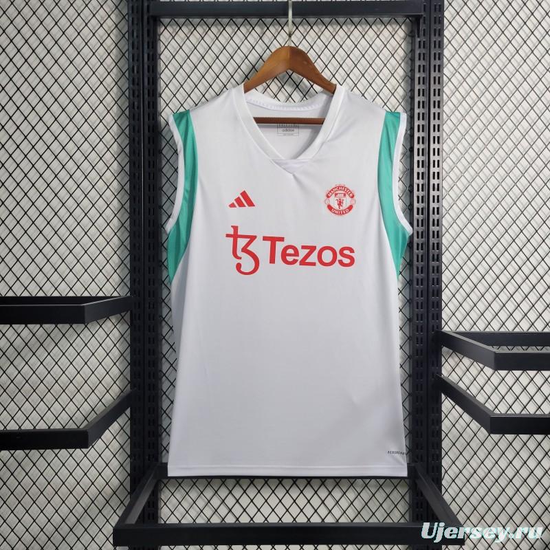 23-24 Manchester United White Training Vest Jersey