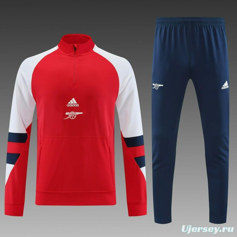 23/24 Arsenal Red/White Half Zipper Jacket+ Pants