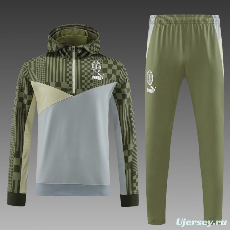 23/24 PUMA Green Grey Hoodie Half Zipper Jacket+Pants