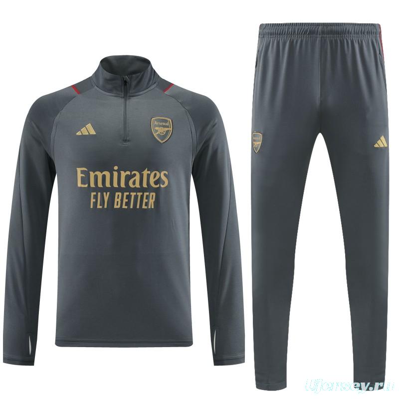 23/24 Arsenal Grey Half Zipper Jacket+Pants