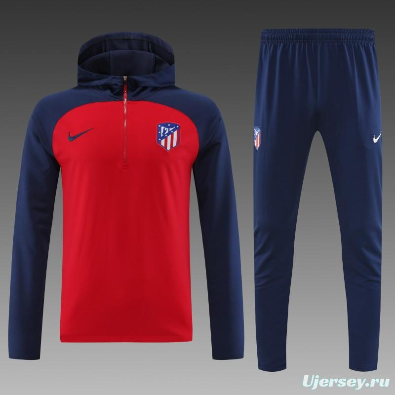 23/24 Atletico Madrid Red/Navy Half Zipper Jacket+ Pants