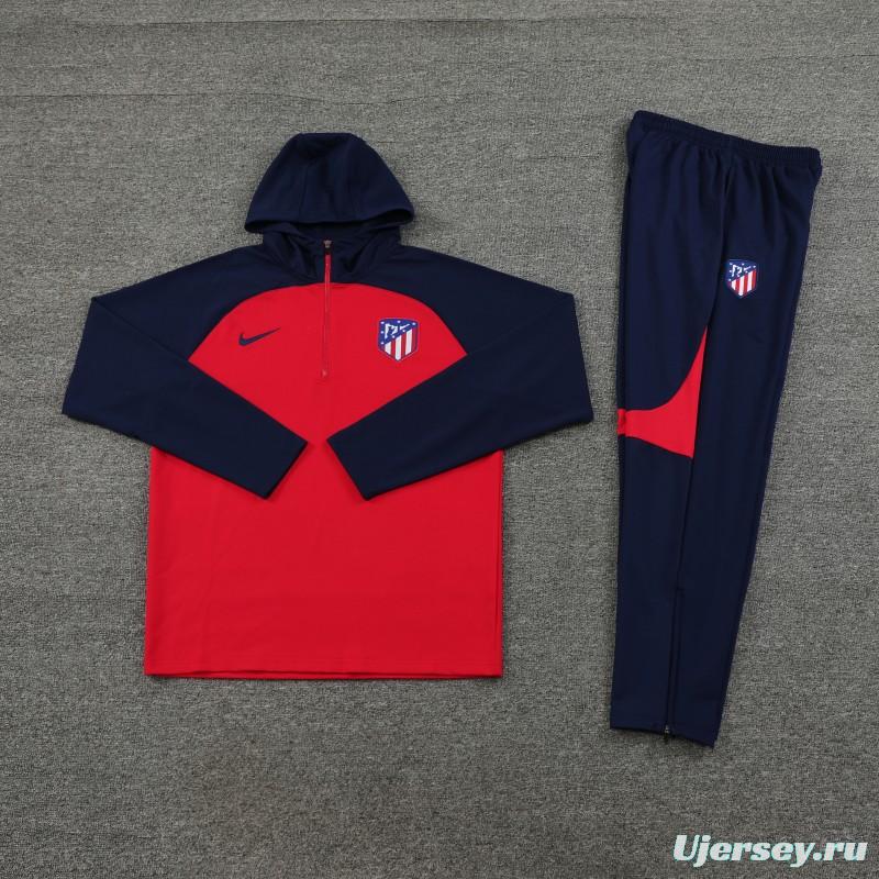 23/24 Atletico Madrid Red/Navy Half Zipper Jacket+ Pants