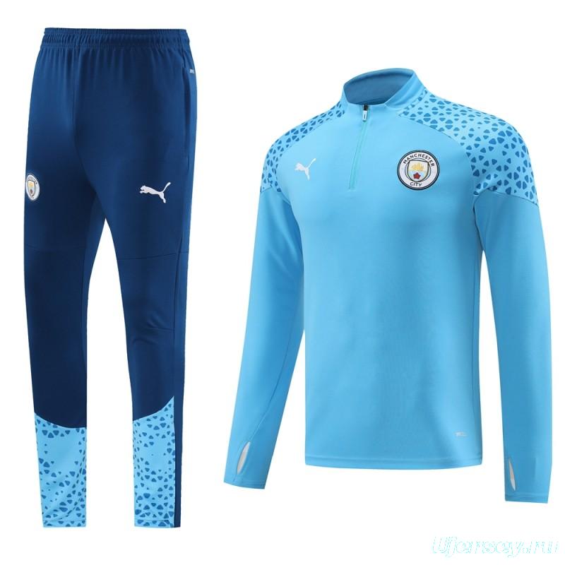 23/24 Manchester City Blue Half Zipper Jacket+Pants