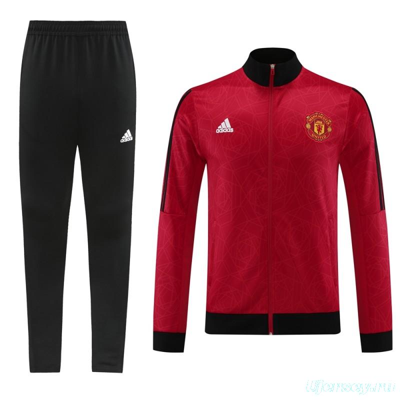 23/24 Manchester United Red Full Zipper Jacket+Pants