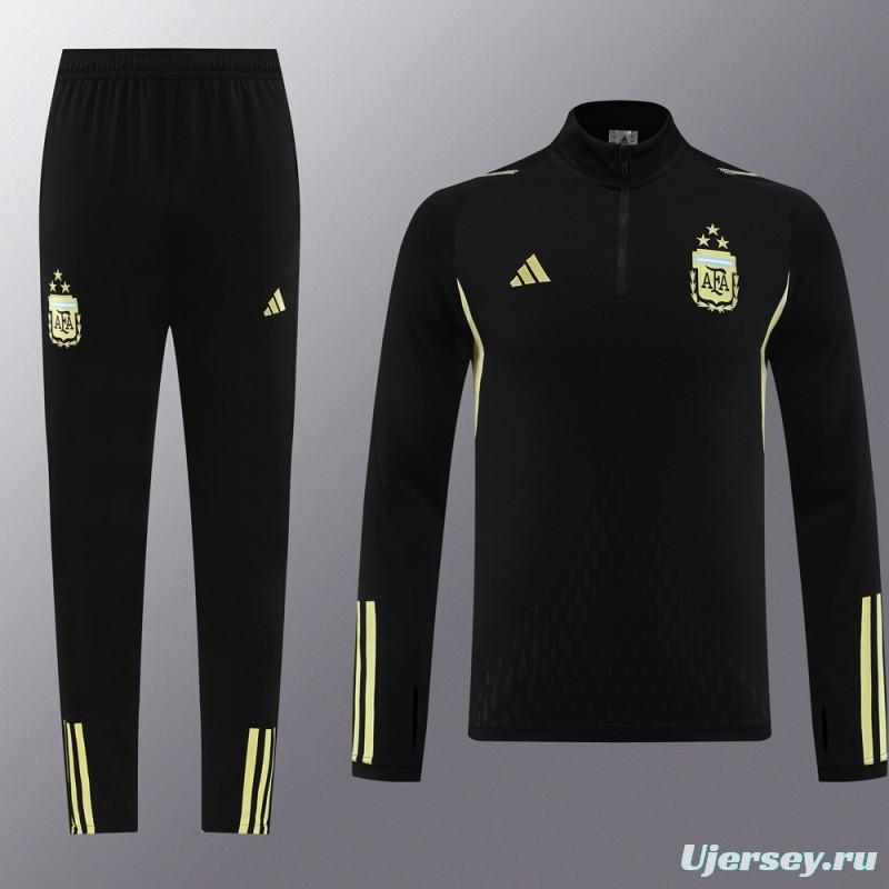 2023 Argentina Black Full Zipper Jacket+Pants