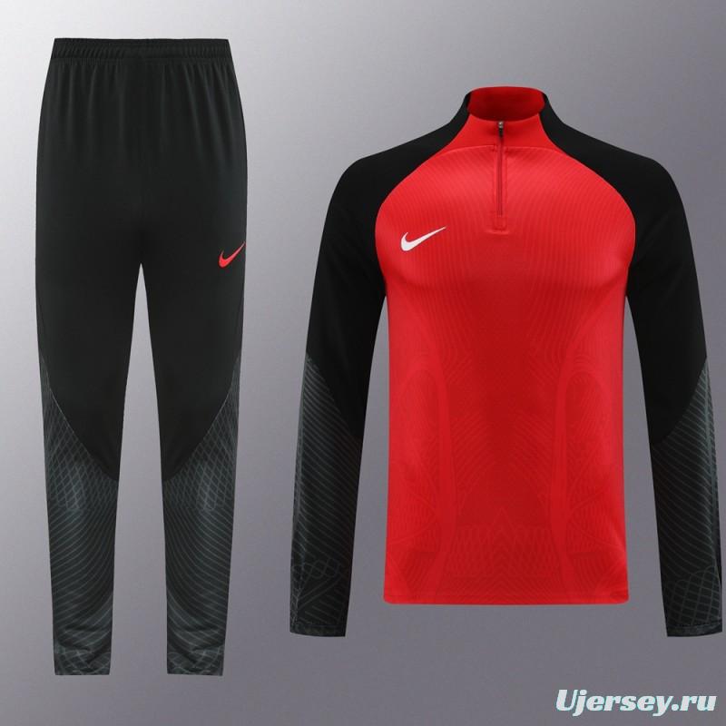 2024 Nike Red/Black Half Zipper Jacket+Pants