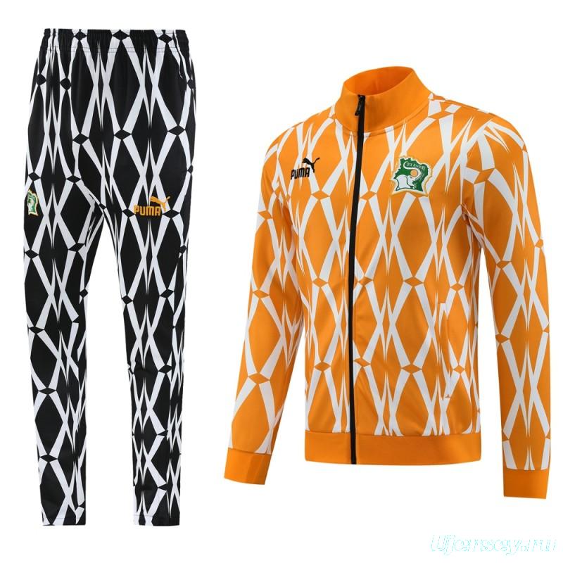 2024 Ivory Coast Orange Full Zipper Jacket+Pants