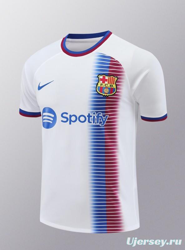 23/24 Barcelona White Short Sleeve Jeresy+Shorts