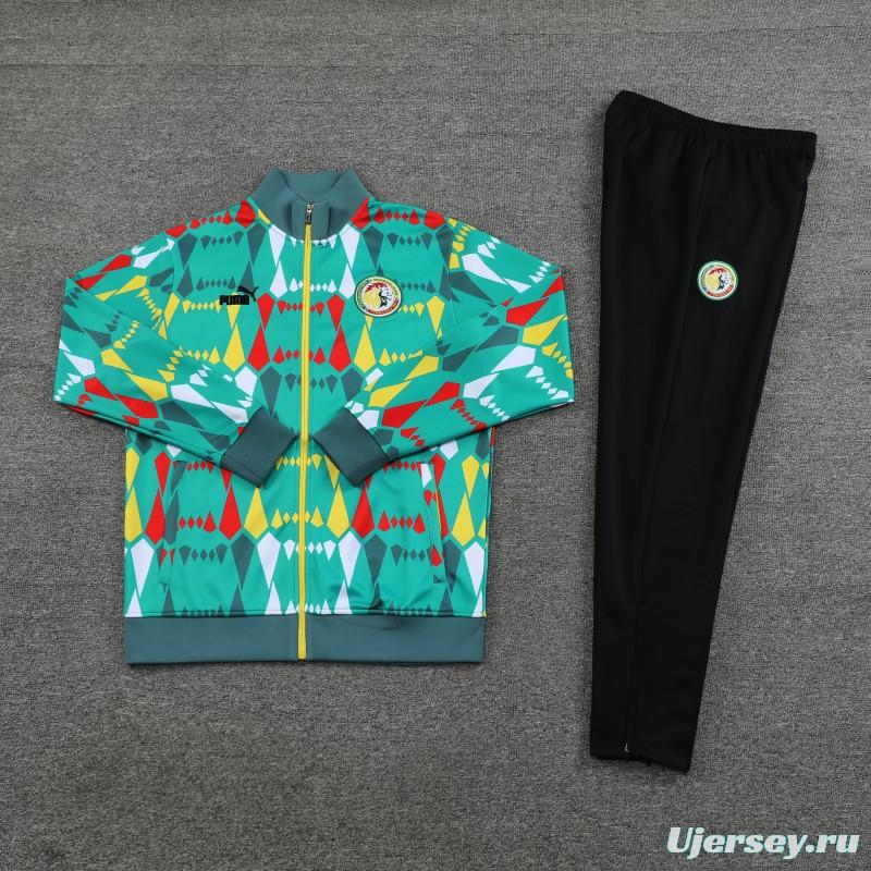 2024 Senegal Green Full Zipper Hoodie Jacket+Pants