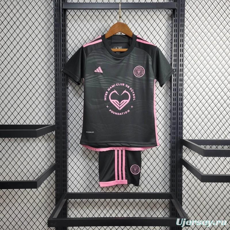 24/25 Kids Inter Miami Away Black Jersey With New Sponsor