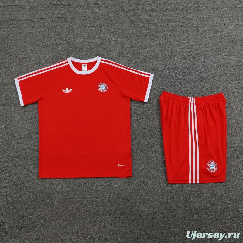 23/24 Bayern Munich Red Cotton Short Sleeve Jersey+Shorts