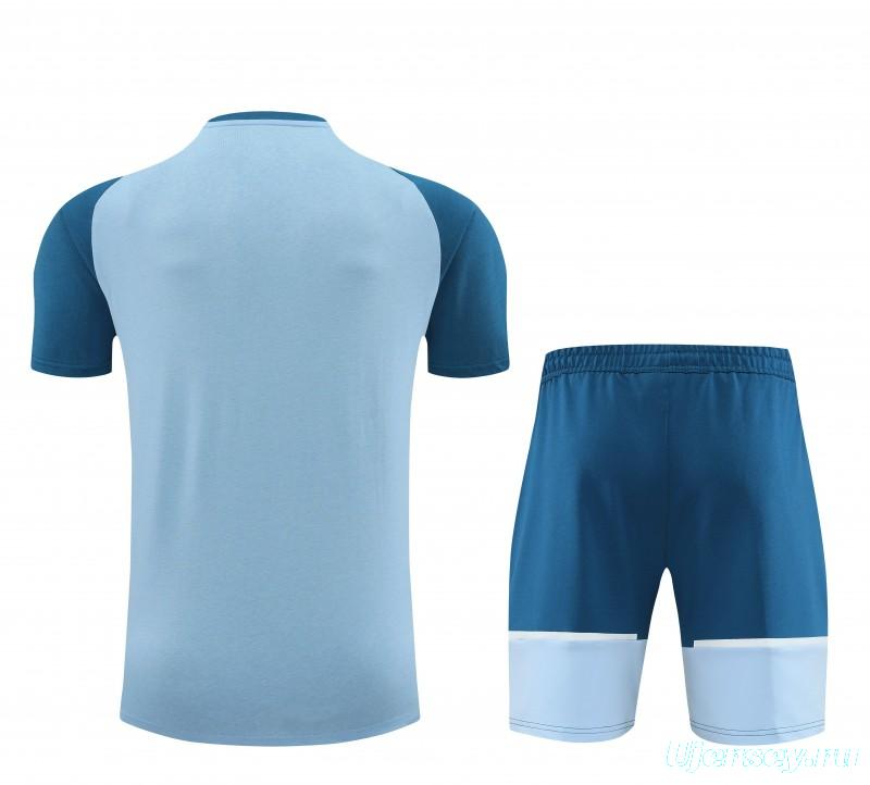 23/24 Manchester City Blue Cotton Short Sleeve Jersey+Shorts