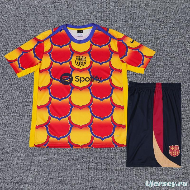 23/24 Barcelona Cotton Chinese New Year Pre-Match Short Sleeve Jersey+Shorts