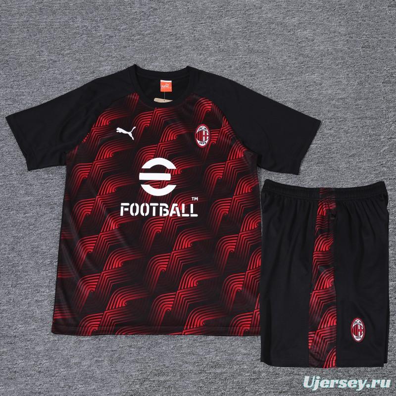 23/24 AC Milan Red/Black Cotton Short Sleeve Jersey+Shorts