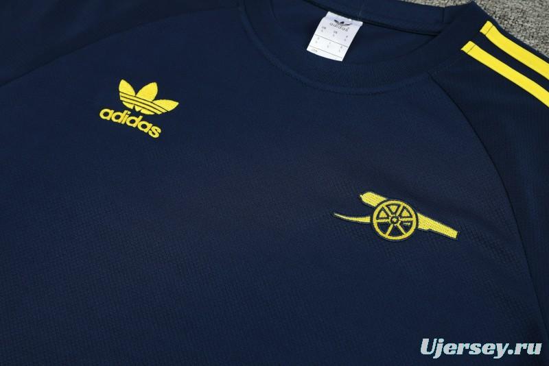 23/24 Arsenal Navy/Yellow Cotton Short Sleeve Jersey+Shorts