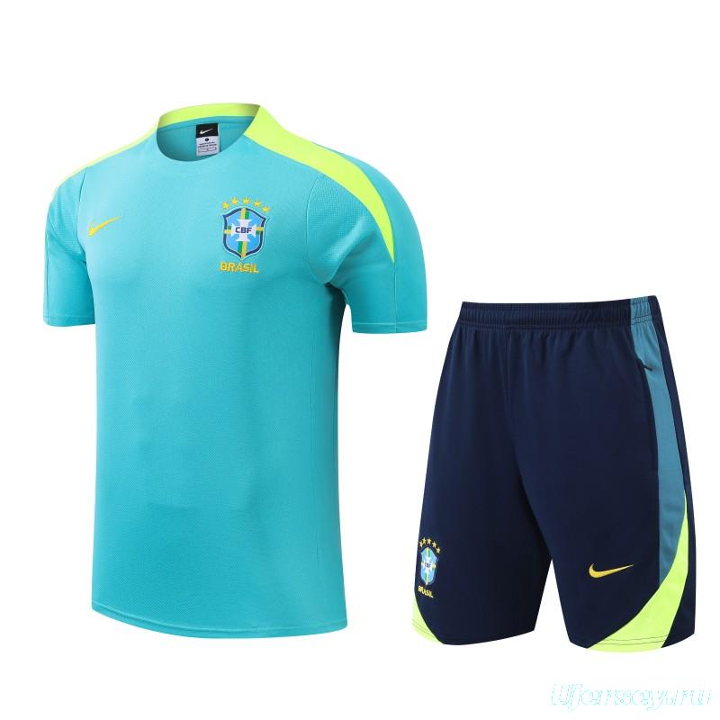 2024 Brazil Blue Short Sleeve Jersey+Shorts