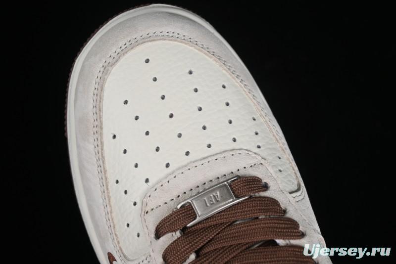 Nike Air Force 1 '07 Low Stussy Collaboration - Coffee Pig Suede Low-Top Casual Sneakers - HD1968-017