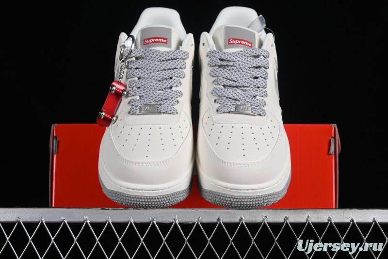 Supreme x Nike Air Force 1 '07 Low Beige Grey Casual Skate Shoes - HD1968-018