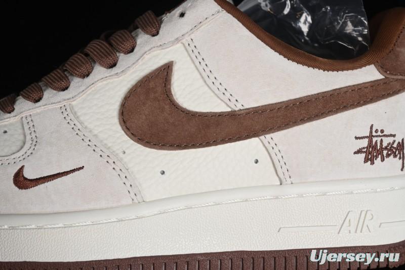 Nike Air Force 1 '07 Low Stussy Collaboration - Coffee Pig Suede Low-Top Casual Sneakers - HD1968-017