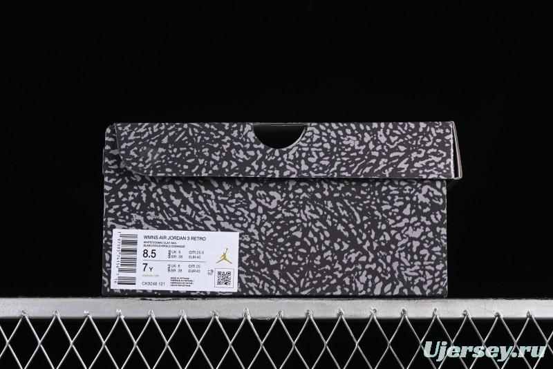 Nike Air Jordan 3 Retro Sneakers in White and Peach Orange - CK9246-121