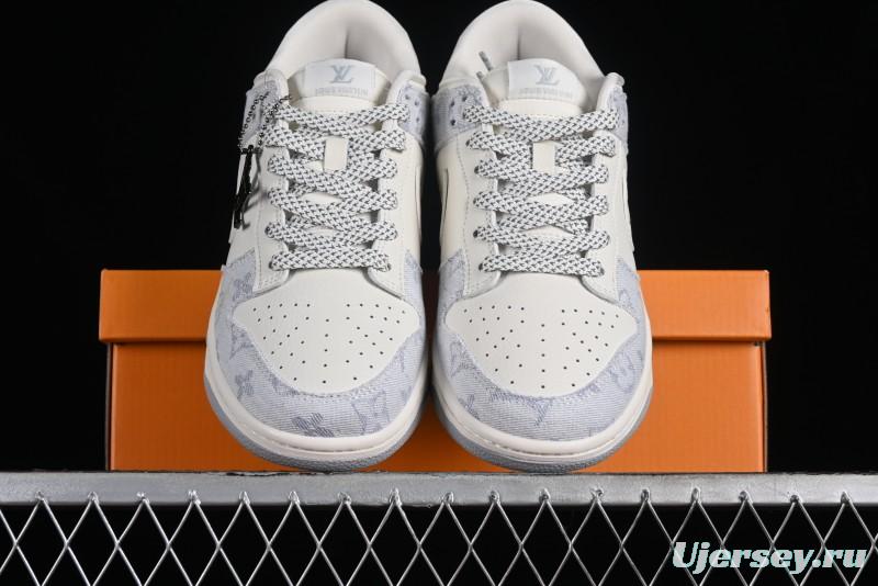 Nike SB Dunk Low LV Collaboration - Tie-Dye Denim Glow in the Dark Anniversary Custom Low-Top Casual Sneakers - FC1688-192