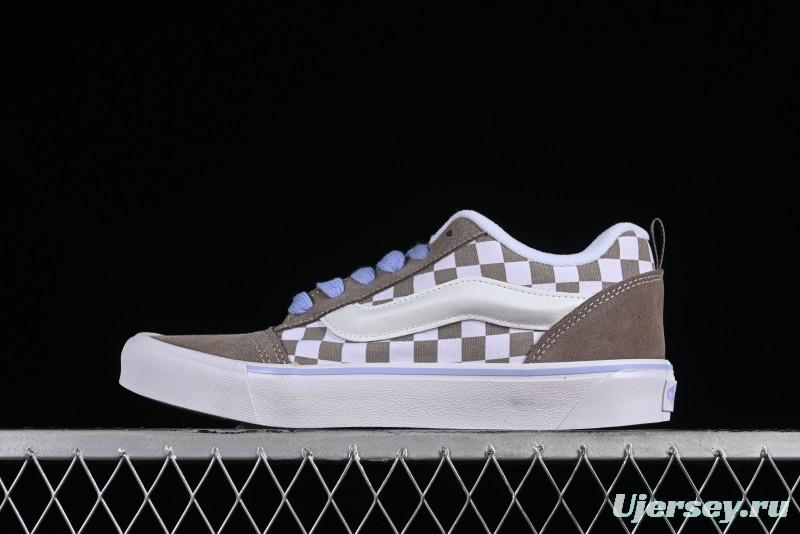 Vans Classics Knu Skool Retro Chunky Sneakers in Light Brown/Lilac Checkerboard - VN0009QC0AK
