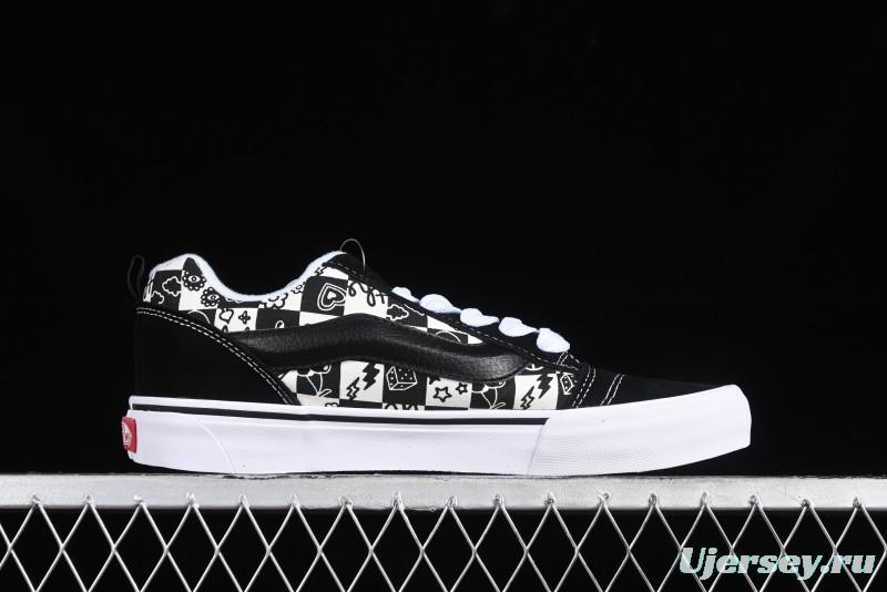 Vans Classics Knu Skool Checkerboard Graffiti Chunky Tongue Skate Shoes - VN0009QC6BT