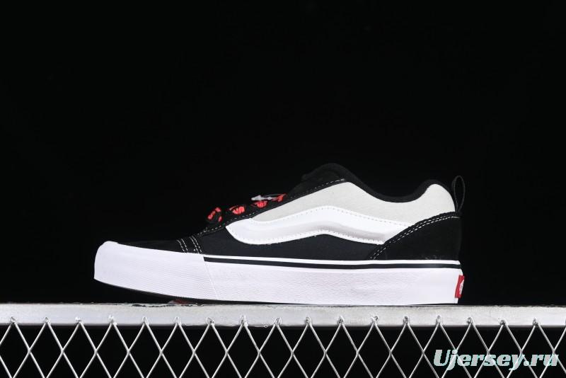 Vans Classics Knu Skool Patchwork Letter Lace-Up Chunky Tongue Platform Sneakers - VN0009QCBLK