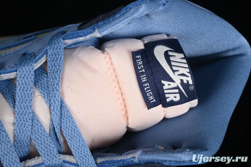 Nike Air Jordan 1 High OG "First in Flight" Basketball Shoes with UNC Blue and Yellow Accents - FD2596-400